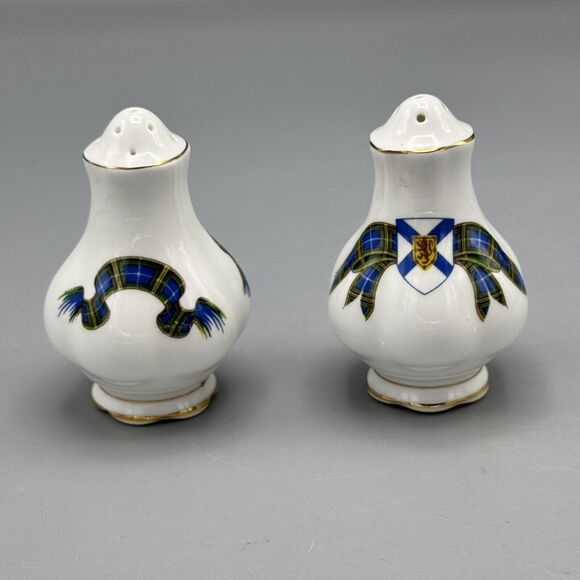 Vtg Novia Scotia Tartan Salt Pepper Shakers Royal Albert England Discontinued 3" - Picture 4 of 8